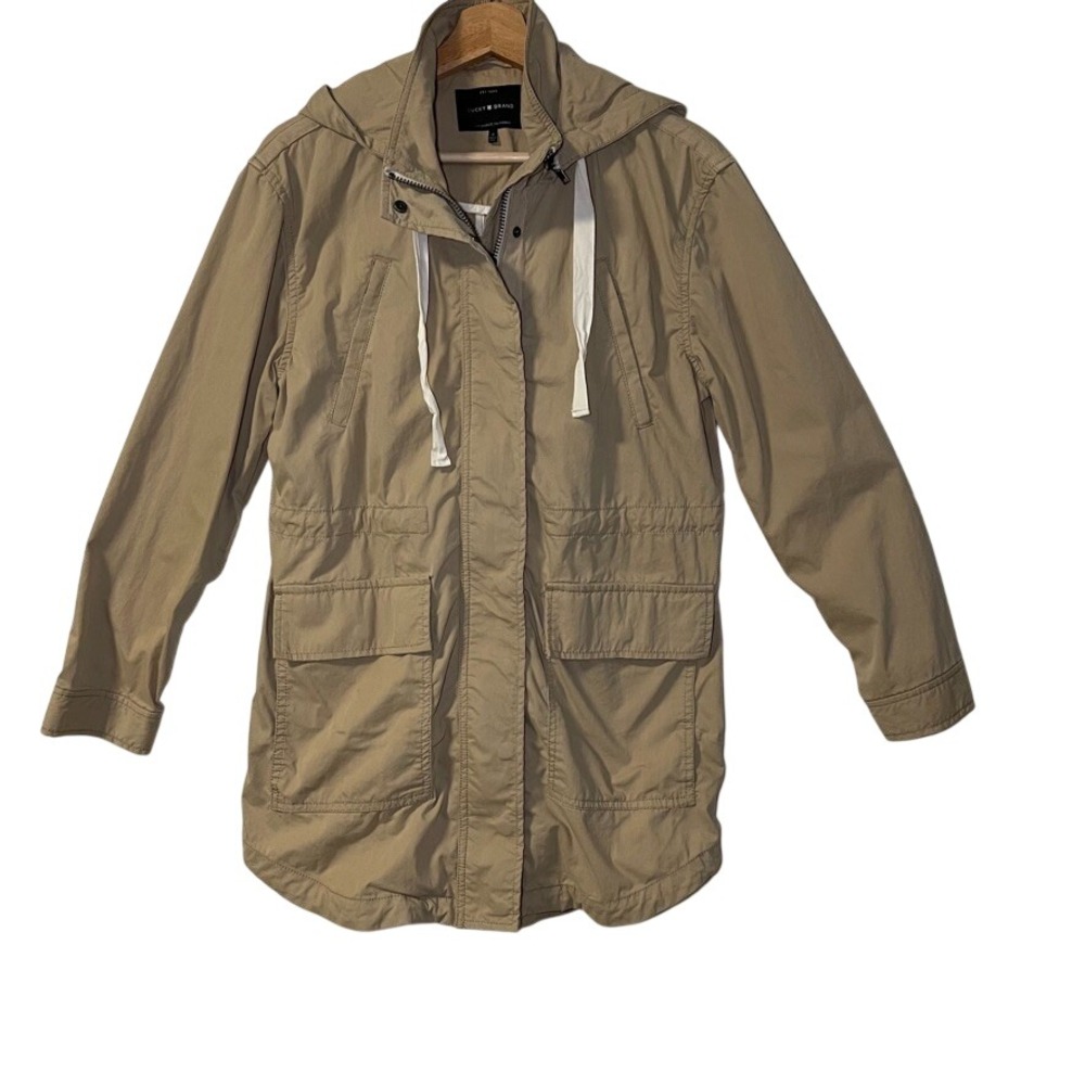 Lucky Brand Womens Khaki Tan Utility Parka Hooded Field Jacket Size S